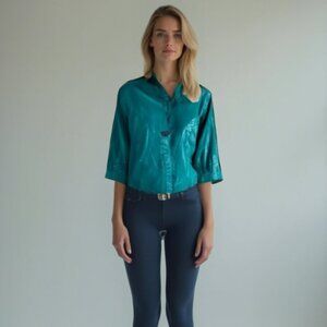 Dior Teal Satin Blouse